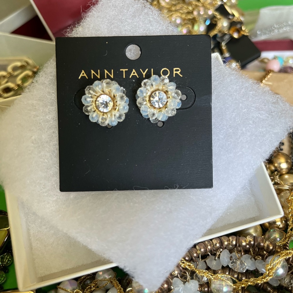 ANN TAYLOR. Tiny floral design with centered faux diamonds.